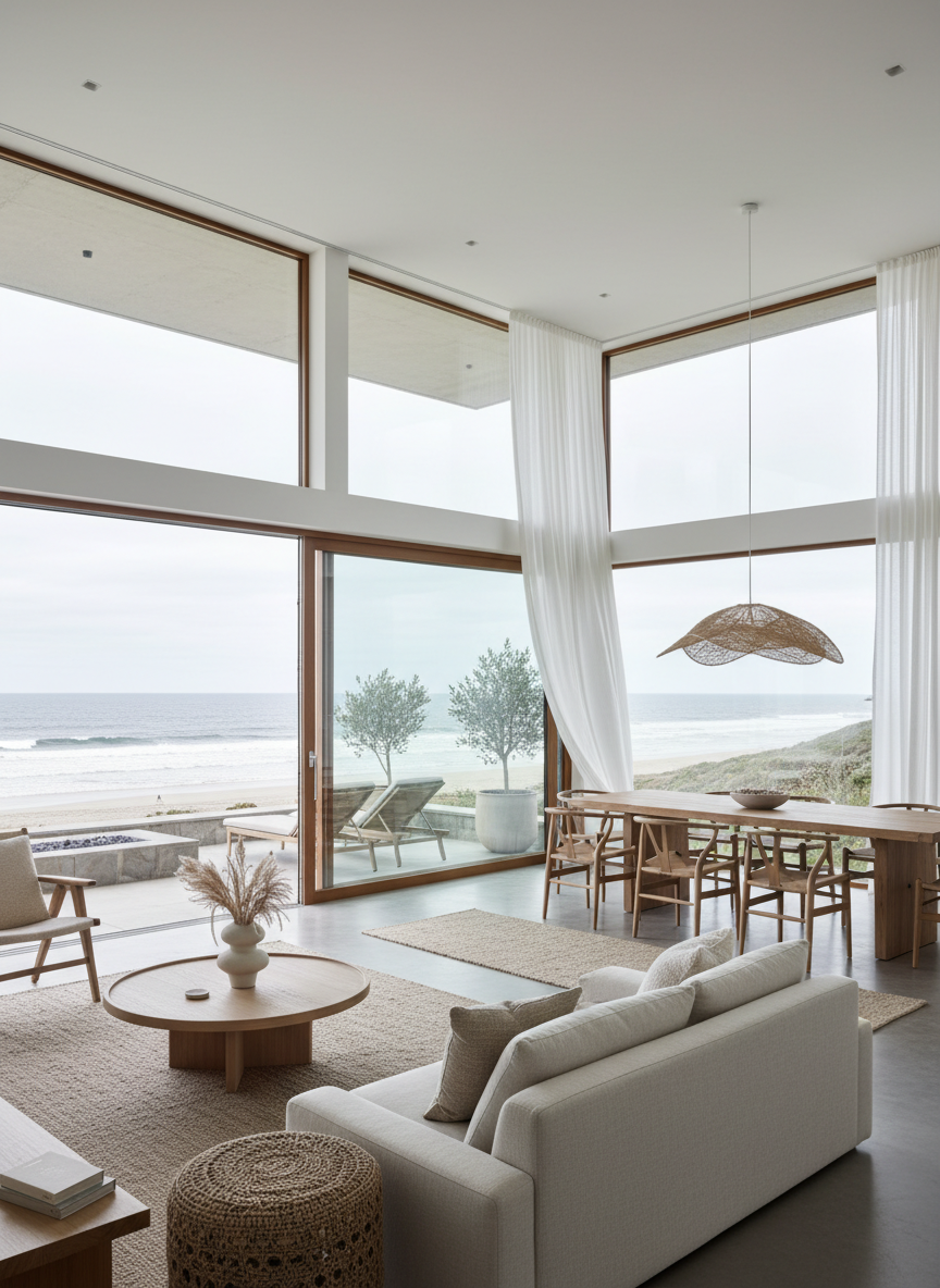 relaxing coastal modern open space airy zen design