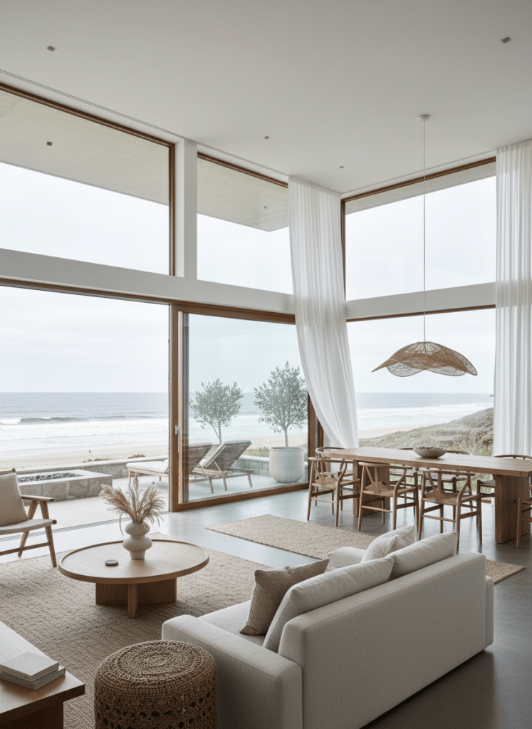 relaxing coastal modern open space airy zen design